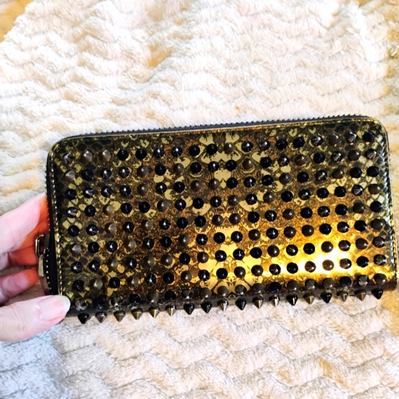 Louboutin Black Gold Splatter Panettone Wallet - Picture 1 of 8